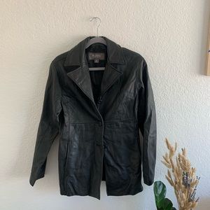 Vintage Black Authentic 100% Leather Blazer Jacket